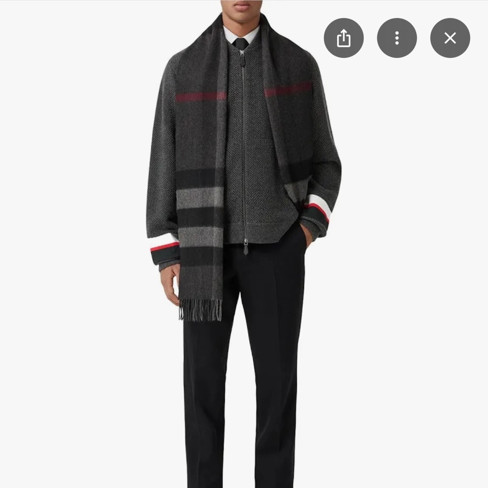 Giant Burberry Scarf Unisex Charcoal Grey
